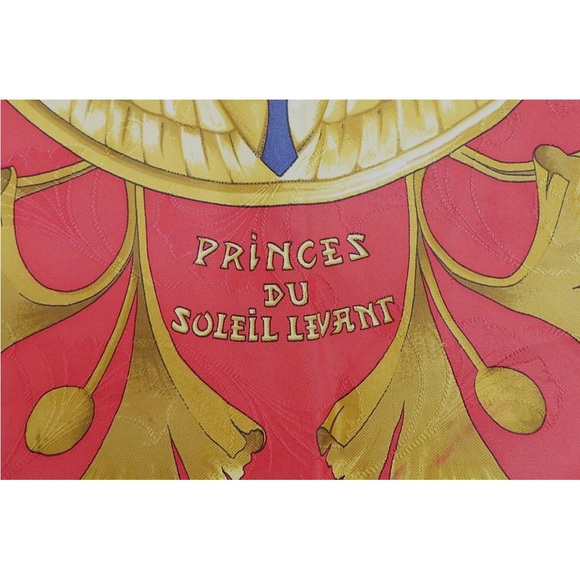 Hermes Vibrant Red and Blue Scarf with Gold Details - Picture 7 of 12